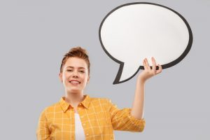 person with speech bubble