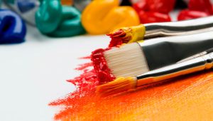 Paint brushes and paint