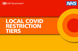 a poster about the COVID restriction tiers