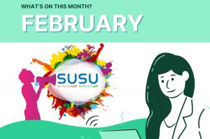 an illustration of a girl looking at a laptop