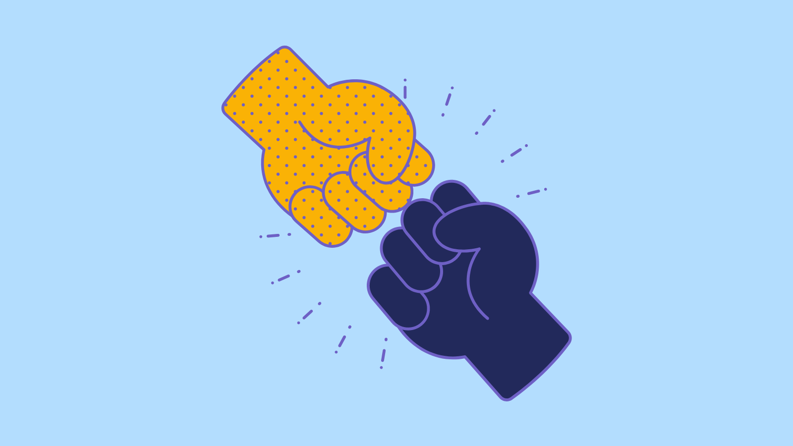 a graphic of a fist bump