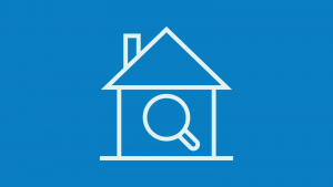 a graphic of a house and a magnifying glass