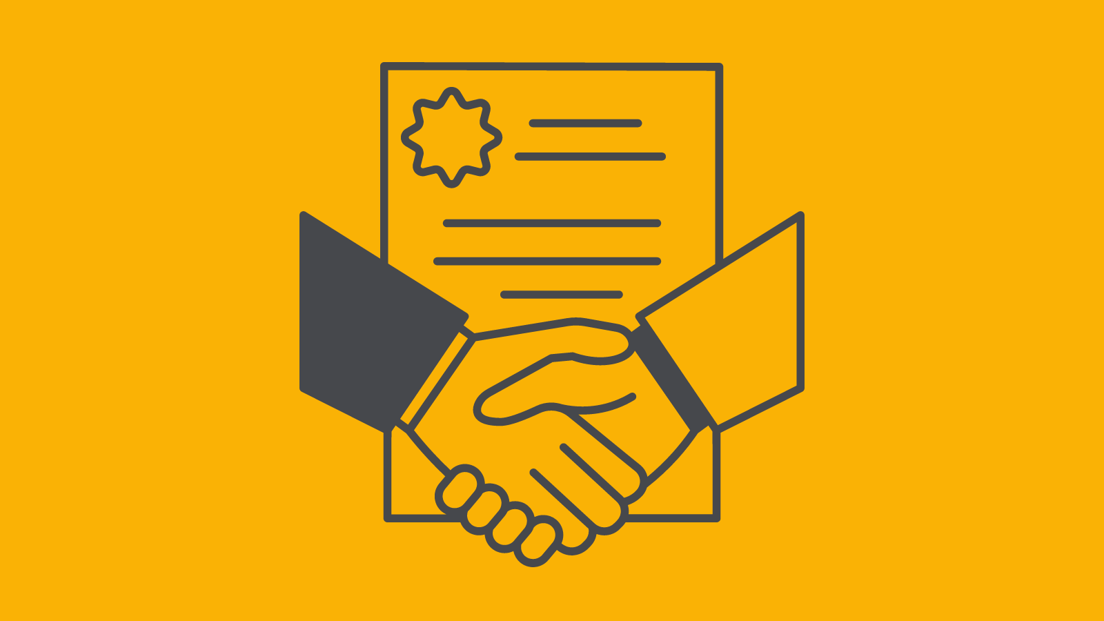 an illustration of a contract and a handshake