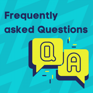 A graphic showing speech bubbles with Q and A written in them with the title "Frequently asked Questions"