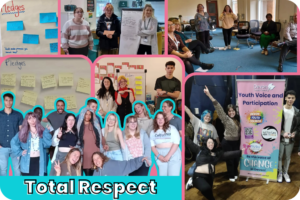 a graphic showing lots of images of young people doing Total Respect training